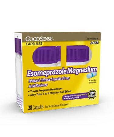 GoodSense Esomeprazole Magnesium Delayed Release Capsules 20 mg Acid Reducer Treats Heartburn 28 Count
