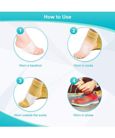 Haofy Gel Arch Support Sleeves - 2 Pairs for Plantar Fasciitis Relief | High & Low Arch Support Gel Pads for Foot Pain - Buy Online on GoSupps.com