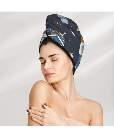 Microfiber Hair Drying Cap for Curly & Thick Hair | Space Cars Soft Absorbent Towel Wrap with Button - Quick Drying Hair Towel - Buy Online on GoSupps.com