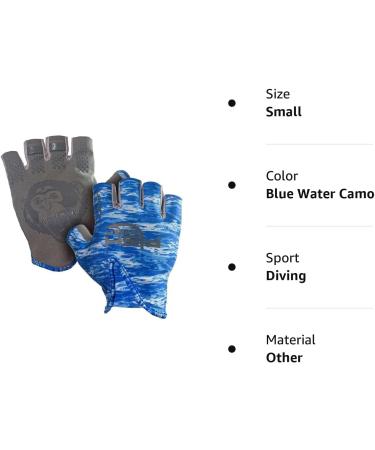 Fish Monkey FM18 Stubby Guide Gloves Blue Water Camo Medium - High Performance Fishing Gloves - Buy Online on GoSupps.com