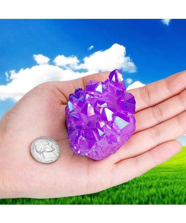 Crystal Decoration 1PC Natural Amethyst Titanium Coated Quartz Crystal Cluster Rock Stone Geode Gemstone Reiki Specimen Home Decor Purple Home Decor Beautiful Gifts Draw Crystal Cluster (Size : 50g)