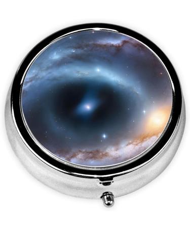 Galaxy Round Pill Box - 3 Compartment Mini Travel Medicine Organizer | Portable Decorative Vitamin Holder - Buy Online on GoSupps.com