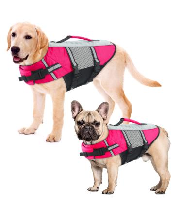 Wallpage dog dog vest large dogs dogs swimming aid floatation vest reflective lifesaver dog warning vests with high visibility summer bathing clothing for pets pink xxl XXL: 78-88cm (chest circumference) pink