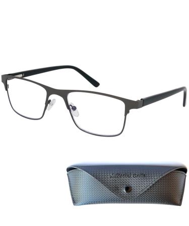 Mini glasses metal reading glasses with rectangular glasses stainless steel glasses frame square reading aid men and women graphite 1.5 diopters