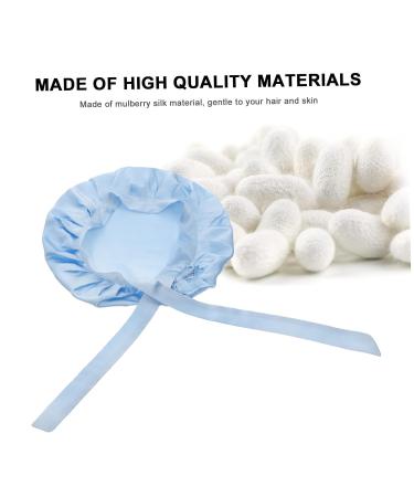 Silk Adjustable Hair Tie Bonnet for Sleeping - Blue | Healeved 1pc Soft Silk Hair Wrap Shower Cap for Night Sleep Care - Buy Online on GoSupps.com