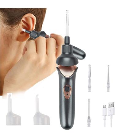 5-in-1 Electric Ear Scoop Electric Children's Ear Scoop Safety Painless Earwax Remover Cordless Vacuum Ear Wax Cleaning Tool Painless Ear Cleaning Tool for Whole Family Black