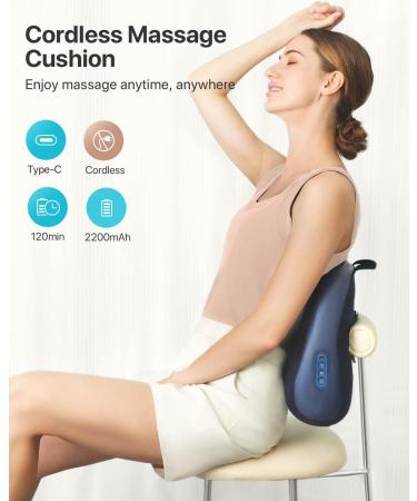 AllJOy Wireless Neck & Back Massage Device with Heat - Shiatsu 3D-Rotating Massage Pillows - Perfect Gift in Blue - Buy Online on GoSupps.com