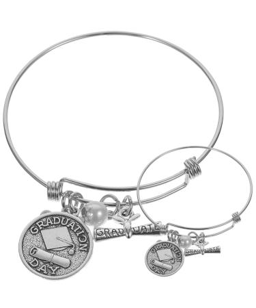CAXUSD 2pcs Graduation Season Bracelet Adjustable Jewelry Women s Jewelry Senior Gifts College Graduation Gift for Her The Gift European and American Miss Stainless Steel Female Student