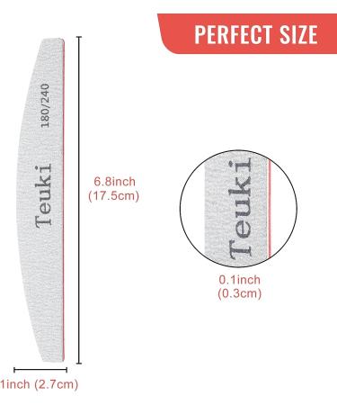 Teuki 12pcs Nail Files 180/240 Grit - Ideal for Poly Nail Extension Gel and Acrylic Nails - Buy Online on GoSupps.com