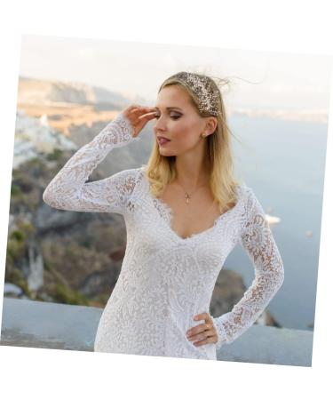 Ipetboom Braided Pearl Hair Comb Headwear Flower Hair Pins Pearl Bridal Headpiece Rhinestone Headpiece Crystal Hair Accessories Diamond Hair Clips Wedding Hair up The Side White Bride Abs - Buy Online on GoSupps.com