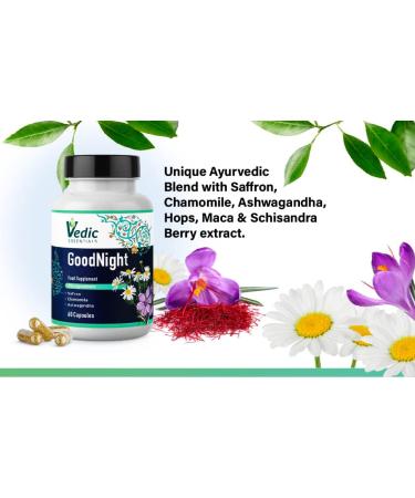 Saffron Chamomile Ashwagandha Melatonin Alternative Natural Sleep Aid - Vegan Halal Gluten-Free | 60 Nights - Buy Online on GoSupps.com