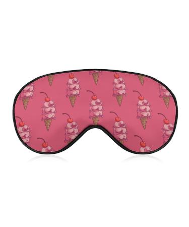 Blobfish Cherry Ice Cream Sleeping Eye Mask Eye Shade with Adjustable Strap Blindfold for Airplane Travel