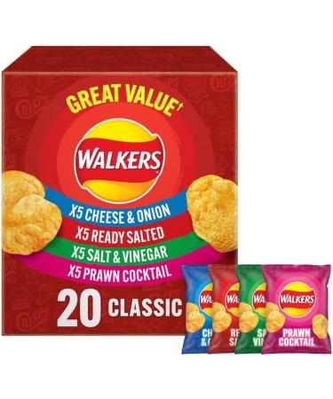 Walkers Crisps Snack Variety Box Pack Of 60 + Walkers Classic Variety Multipack Crisps Pack Of 20x25g (Total 80 Pack) Boxed Treatz - Buy Online on GoSupps.com