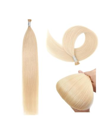 I Tip Hair Extensions 40g Real Human Hair Stick Tip Hair Extensions (18 Inch #60 Platinum Blonde)