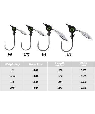 Dr.Fish 10 Pack Underspin Jigs with Mustad Hooks | Crappie Jig Heads | Willow Blade | Unpainted Jig for Saltwater/Freshwater Fishing | Bass Trout Bluegill | 1/8oz - 3/8oz | Black 1/4oz (#4/0 Hooks) - Buy Online on GoSupps.com