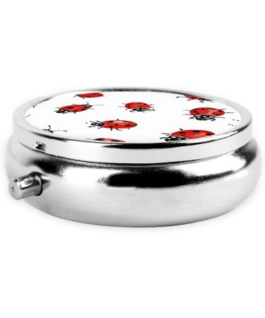 Art Ladybug Tracks Mini Round Pill Box | 3 Compartment Travel Organizer | Portable Medicine Case for Home & Office - Buy Online on GoSupps.com