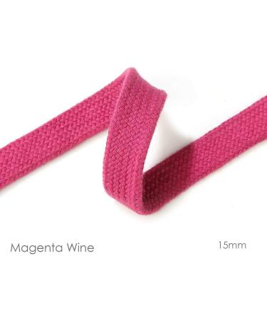 Sweatshirt Hoodie Flat Cotton Tape Ribbon Cord Rope 10 & 15mm - 26 Colors in Various Lengths | Neotrims Flanged Piping and Round Cord Matching - Magenta Wine 1 Meter - Buy Online on GoSupps.com