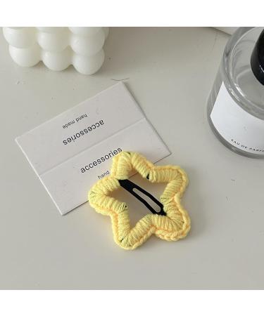 Cherjoury Knitted Star Shape Hair Clip Photography Hairpin for Woman Girls Look Bangs Taking Photo Yellow - Buy Online on GoSupps.com
