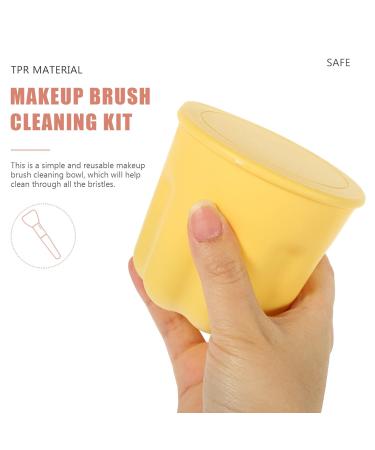 Premium Makeup Brush Cleaning Bowl Set - Ultimate Brush Cleaner & Scrubber Kit Yellow | International Shipping Available - Buy Online on GoSupps.com