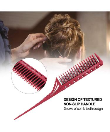 Teasing Comb 3 Rows of Teeth Tail Comb for Volume and Styling Precision(Red) - Buy Online on GoSupps.com