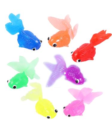 Artificial movable fish 7 pieces plastic floating fish floating goldfish floating fish soft goldfish children simulation fish for children toys bath toy aquarium decoration