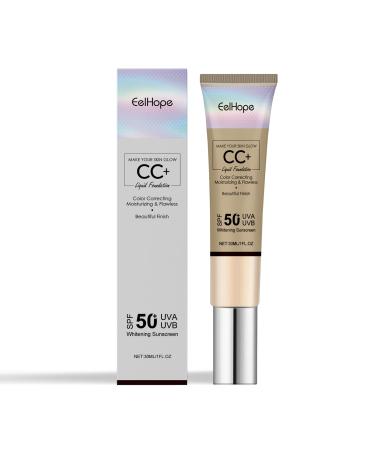 EelHope CC+ Liquid Foundation SPF 50 Color Correcting Moisturizing Sunscreen 30ML Beautiful Finish