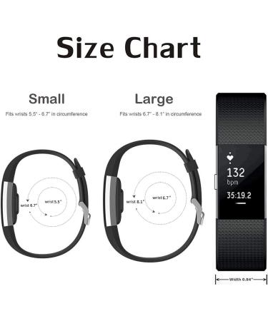 3 Pack Bands Compatible with Fitbit Charge 2  Classic & Special Edition Replacement Bands for Fitbit Charge 2  Women Men Large( 6.7"-8.1" ) Black/Gray/Navy Blue - Buy Online on GoSupps.com