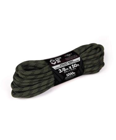 Atwood Rope MFG 3/8 inch 50ft Braided Utility Rope. Camouflage, 50ft Made in USA, Lightweight Strong Versatile Rope for Camping, Survival, DIY, Knot Tying