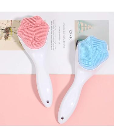 Silicone Face Scrubber Set - 2 Pcs Soft Bristles Facial Cleansing Brush for Blackheads & Makeup Removal - Waterproof Skincare Tools (Blue Pink - Buy Online on GoSupps.com
