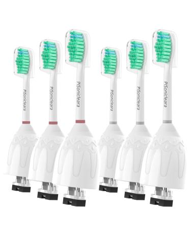 Pisonicleara Replacement Toothbrush Heads Compatible with Philips Sonicare(6 Pc) Fits E-Series Hx7022/55  Elite CleanCare  Essence  Advance  Xtreme  Screw-on Electric Tooth Brush Refill