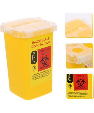 Frcolor Razor Blade Waste Container | Storage for Razor Blades | Mini Bin for Men | Car Blade Case - Yellow 15.4x9.5x9.5cm - Buy Online on GoSupps.com
