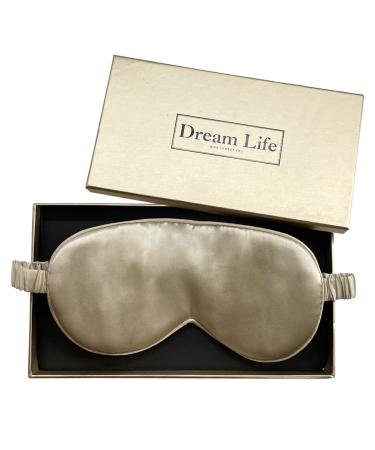 22mm 100% Mulberry Silk Eye mask for Sleeping Pure Mulberry Silk Inside Out Men's and Women's Airplane Travel Shading Sleep Eye Mask (Champagne Gold)