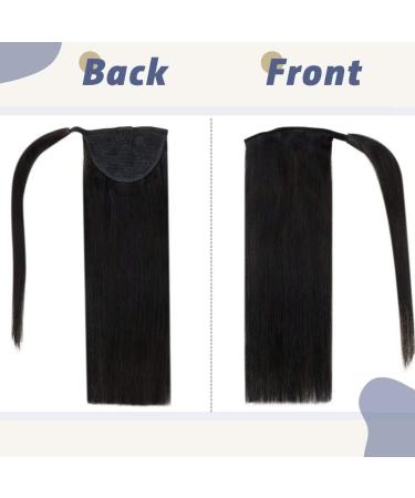 Black Braid Hair Extension - 80g Real Human Hair Ponytail - 50cm Remy Straight Black #1b - Buy Online on GoSupps.com