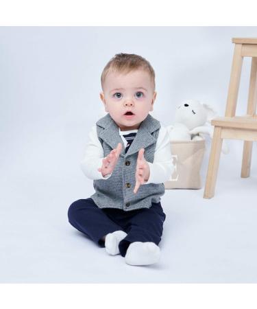 Famuka Baby Boy Formal Wedding Outfit Suit Gentleman Tuxedo 3 Piece 9 Months Grey - Buy Online on GoSupps.com