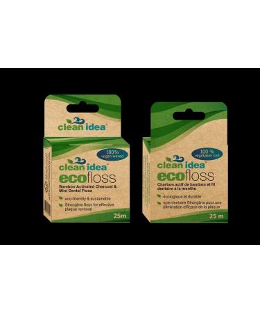 Ecofloss 6x25m Charcoal Mint Dental Floss - Natural Unwaxed Biodegradable Bamboo Floss Refill - Buy Online on GoSupps.com