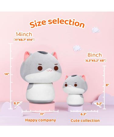 Mewaii 14'' Soft Cat Mushroom Stuffed Animal Plush Pillow Squishy Toy - Gray | 14 Inch - Buy Online on GoSupps.com