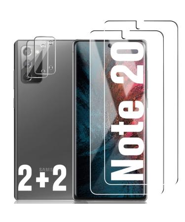 [2+2 Pack] Galaxy Note 20 Screen Camera Protector, 9H Tempered Glass Scratch Resistant, Ultrasonic Fingerprint Support, for Samsung Galaxy Note 20 5G 6.7 Inch Glass Screen Protector