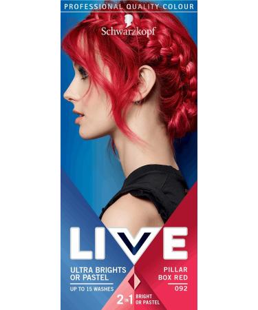  LIVE Schwarzkopf Live Ultra Brights or Pastel 2-in-1 Semi-Permanent Hair Color up to 15 washes 092 Intense Red Pack of 3 (3 - Buy Online on GoSupps.com