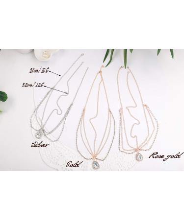 FXmimior Vintage Rhinestone Crystal Head Chain - Silver Boho Halloween Wedding Prom Hair Accessory - Buy Online on GoSupps.com