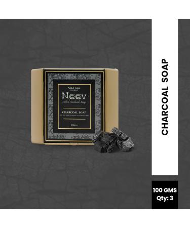 Nee.v Herbal Handmade Charcoal Soap Set of 3 (100gm) - Natural Skincare for Healthy Skin | International Shipping - Buy Online on GoSupps.com