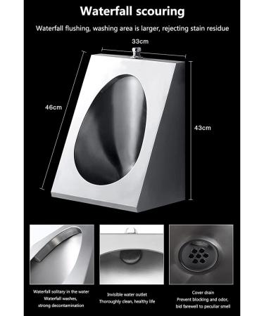 Household Products Induction Urinal 304 Stainless Steel Wall-Mounted Men's Urinal Bathroom Accessories Urinal with Siphon Automatic Flush Valve Suitable for Toilets Shopp (Wall Drainage) - Buy Online on GoSupps.com