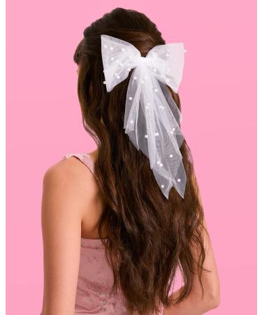 xo Fetti Pearl White Hair Bow Bachelorette Party Decorations - Bride to Be Bridal Shower Gift & Bridesmaid Favors - Buy Online on GoSupps.com