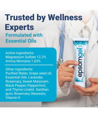Epsomgel | Natural Epsom Salt with Arnica Montana (90 ml) | Water-Based Magnesium Sulfate Cream | Fast-Absorbing Non-Greasy Gel for Daily Comfort | No Heating or Cooling Sensation - Buy Online on GoSupps.com