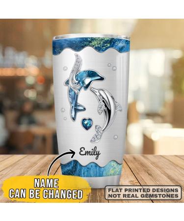 Wassmin Personalized Dolphin Tumbler Cup - Custom Name Stainless Steel Insulated Mug for Women & Girls | 20oz / 30oz - Perfect Birthday & Christmas Gift - Buy Online on GoSupps.com