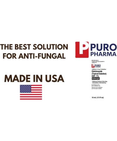 Puro Pharma Clotrimazole 1% Antifungal Solution | Fast Relief for Athlete's Foot Jock Itch & Ringworm | Soothes Itching & Burning - Buy Online on GoSupps.com