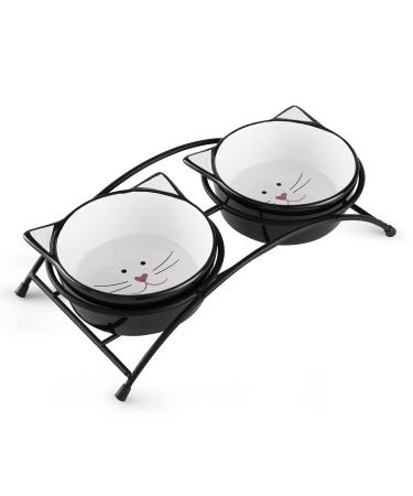 Y YHY Cat Bowls Elevated,Raised Cat Bowls for Food and Water,Ceramic Pet Food Bowls for Cats or Small Dogs,Cute Cat Dishes,12 Ounces,Dishwasher Safe 12oz Black - Buy Online on GoSupps.com
