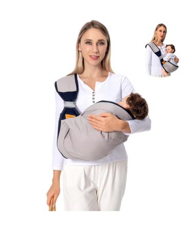 Shiaon Baby Sling Carrier One Shoulder Carrier for Toddler, Lightweight Baby Carrier Sling Newborn to Toddler, Baby Hip Carrier for Toddler Carrier Sling for Infant Carrying 7-45 lbs, Grey Grey Cloth Fabric
