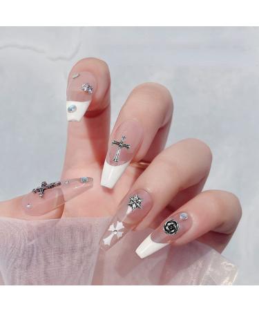 Shop Wakihong 60 Pcs Cross Nail Art Earrings - DIY Goth Nail Charms & Accessories for Stunning Manicure Decorations | Antique Silver - Buy Online on GoSupps.com