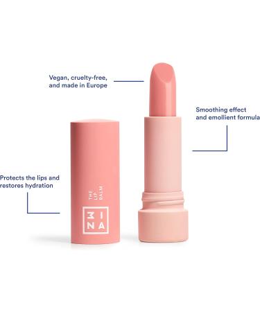 3INA MAKEUP - Vegan - The Lip Balm - Pink - Intensive Lip Balm - Hydrating Lip Care Chapstick - Moisturizing - Nourishing - Protects and Restores Dry Lips - Soft Natural Finish - Cruelty Free - Buy Online on GoSupps.com