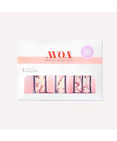 Avoa Beauty Rose Quartz Nail Film | Pink & Gold Ombre Marble Nail Art | 16 Long-Lasting Self-Adhesive Nail Wraps - International Shipping Available - Buy Online on GoSupps.com